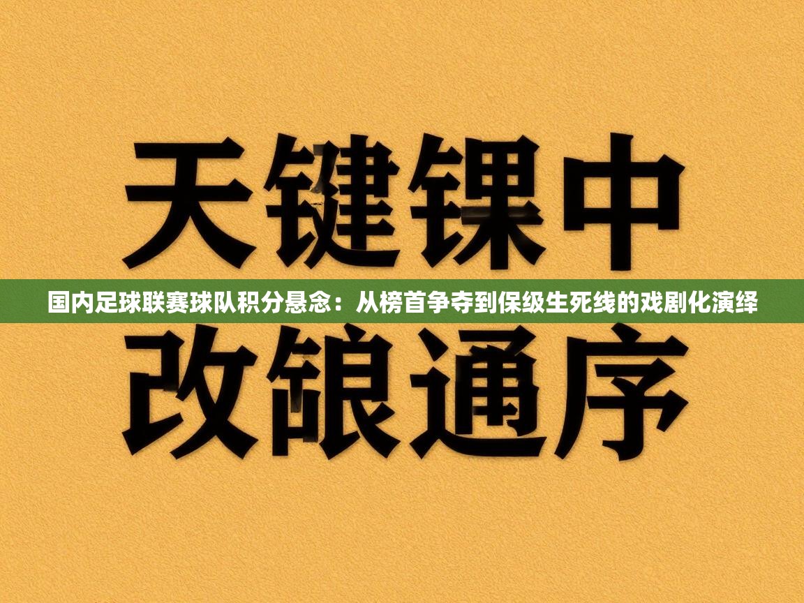 国内足球联赛球队积分悬念：从榜首争夺到保级生死线的戏剧化演绎  第1张